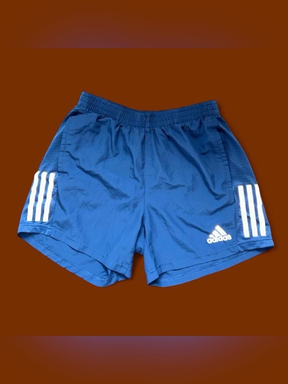adidas Women's Blue Athletic Shorts with White Stripes